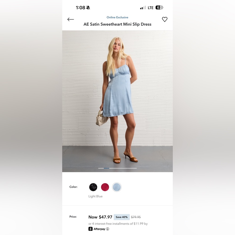 AE Satin Sweetheart Mini Slip Dress